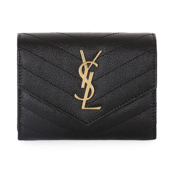 SAINT LAURENT Leder kompaktes 3-fach Monogramm Geldbörse 156294327 [P]