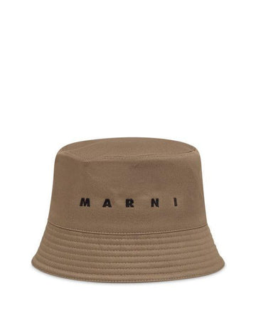 MARNI ロゴ刺繍グリーンギャバジンバケットハット 155587501 [P]