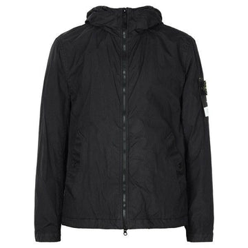 Stone Island Black Crinkle Laps Windbreaker Hooded Zip-up Jacket 159351018 [P]