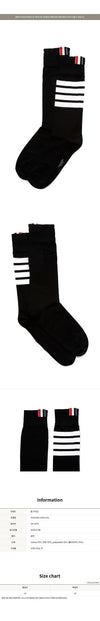 Thom Browne Black Diagonal Mid Socks 154025683 [P]
