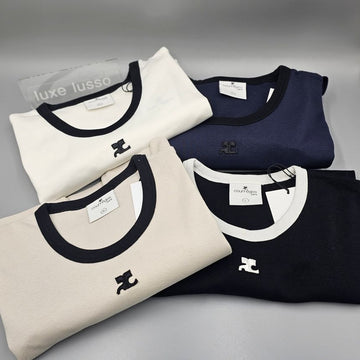 Courreges Bumpy Contrast Short Sleeve T-Shirt 142051843 [P]