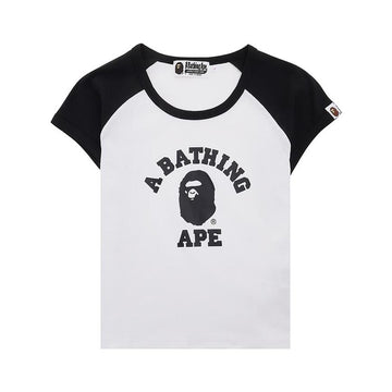 BAPE レディース コラージュ ラグラン クロップ Tシャツ 159404268 [P]