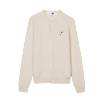 Comme Des Garcons Natural SS26 Unisex White Heart Patch Cardigan 159404609 [P]