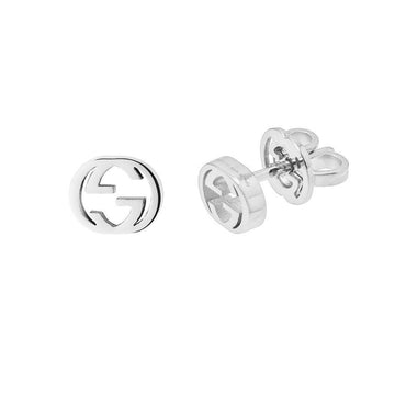 Gucci Interlocking G 18K White Gold Earrings 124442246 [P]