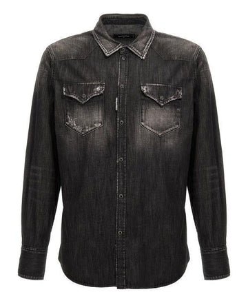 Dsquared2 Distressed Classic Western Shirt S74DM0848 S30826 900 151111501 [P]