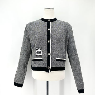 WOOYOUNGMI 新品 レディース ブラック ラウンドネック パッチ カーディガン 159407552 [P]