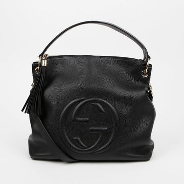 Gucci Black Leather Soho Tassel Tote Shoulder Bag 158796280 [P]