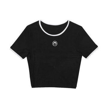 Marine Serre Contrast Ringer Crop T-shirt with Moon Logo 140682776 [P]