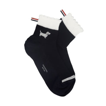 Thom Browne Socks FAS240A Y3011 415 Pointelle Stitch Hector Three Stripe Tab Crew Socks 150639568 [P]