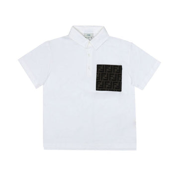 FENDI Kurzarm Polo Kinder T-Shirt mit Logo-Tasche 154838291 [P]