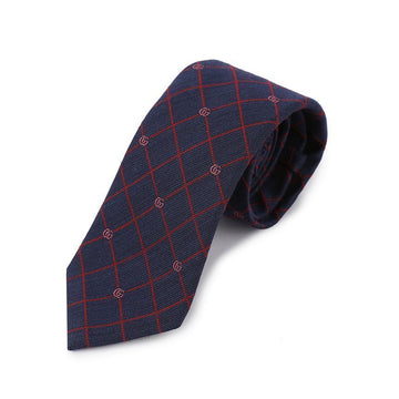 Gucci Double G Checked Silk Jacquard Tie stamp: 721189-4E652-4274 102262097 [P]