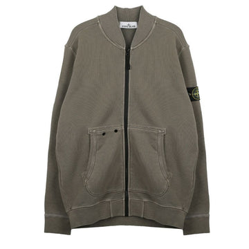 Stone Island Organic Cotton Diagonal Old Effect Men's Fleece Zip-Up 124128260 [P]