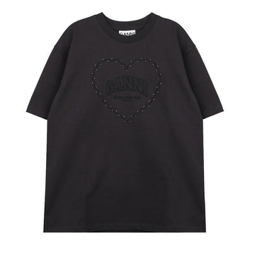 GANNI Damen T-Shirt mit Herz-Logo und Drop-Shoulder T4057-252 124442526 [P]