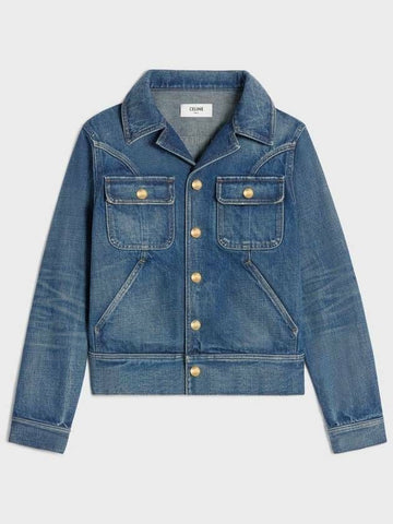 CELINE Truckerjacke aus DARK UNION gewaschenem Denim 2Q827365M 07DU 133022601 [P]