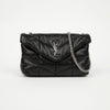 SAINT LAURENT Lulu Puffer Mini Shoulder Bag Schwarz mit Silberner Hardware 158777828 [P]