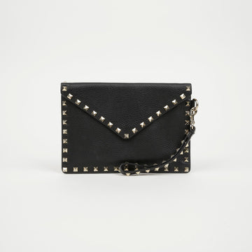 Valentino Rockstud Envelope Strap Black Clutch 158796232 [P]