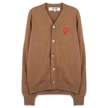 COMME DES GARCONS Doppelte rote Herz-Patch Strickjacke braun 149288757 [P]