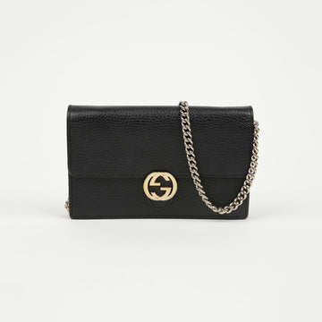 GUCCI Damen Interlocking Mini Chain Wallet Crossbody Bag Schwarz 159022900 [P]