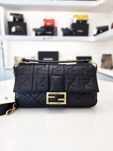 FENDI Lammleder Baguette-Tasche groß schwarz 8BR771 159419239 [P]