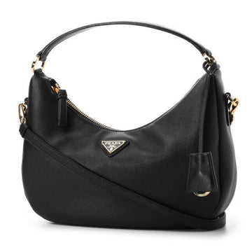 Prada Logo Triangle Leather Hobo Bag 159426682 [P]