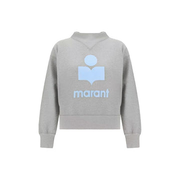 ISABEL MARANT MOBY Velours-Logo Sweatshirt Grau-Eisblau 26FW 159427998 [P]