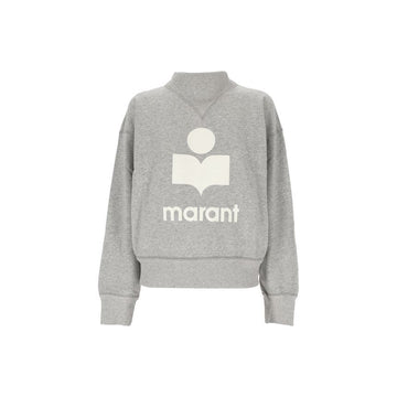 ISABEL MARANT MOBY Velvet Logo Sweatshirt Grau-Weiß 159428000 [P]