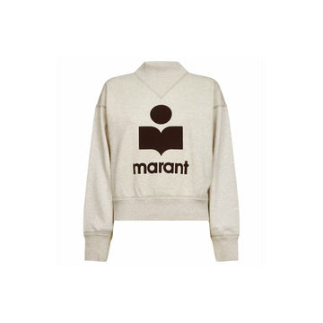 Isabel Marant 26FW MOBY Velvet Logo Sweatshirt Ecru Brown SW0003FA A1M07E ECBW 159428014 [P]