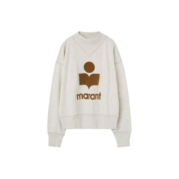 Isabel Marant MOBY Velvet Logo Sweatshirt Ecru Camel 159428015 [P]