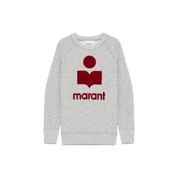 ISABEL MARANT Velours-Logo Sweatshirt Grau-Rot 159428021 [P]