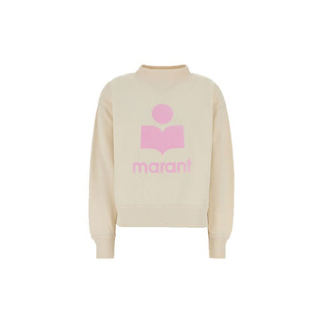ISABEL MARANT Velours Logo Sweatshirt in Ecru Pink 159428016 [P]