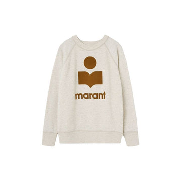 ISABEL MARANT Velours-Logo Sweatshirt in Ecru-Kamel 159428036 [P]