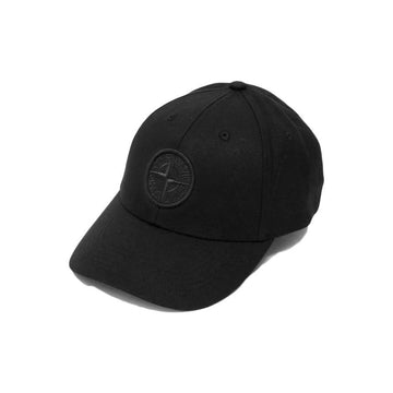 Stone Island Logo Embroidered Cotton Baseball Cap Black 159428071 [P]