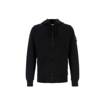Stone Island Organic Cotton Hooded Zip-Up with Patch Black 159428076 [P]