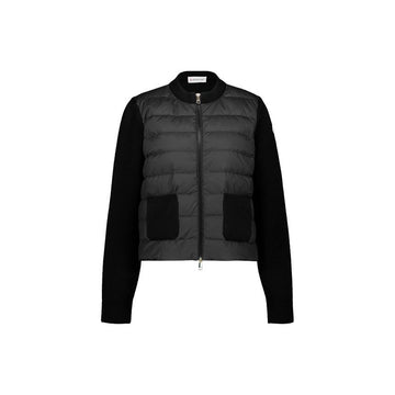Moncler Logo Patch Knit Mix Lightweight Padded Jacket Black 159428096 [P]