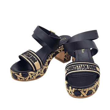 DIOR KCO083RCF Natur Rafia Baumwollabsatzsandalen Schwarz 35 159450623 [P]
