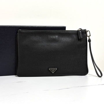 Prada Triangle Logo Strap Clutch Bag Black (2NH006) 159464092 [P]