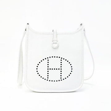 HERMES エブリン パンチング ミニ ホワイト クロスバッグ 3VHEB30283 76940736 [P]
