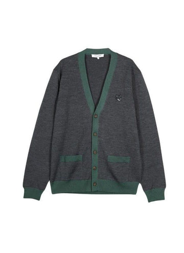 MAISON KITSUNE Bicolor Strickjacke mit Bold Fox Kopf Patch NM00507KT1036 H170 152200903 [P]