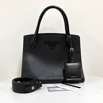 PRADA Saffiano Monochrome Tote Bag & Shoulder Bag Schwarz (1BA156) 159469089 [P]
