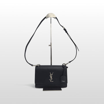 Saint Laurent Navy 464673 Sunset Leather Medium Satchel Shoulder Bag 159470959 [P]