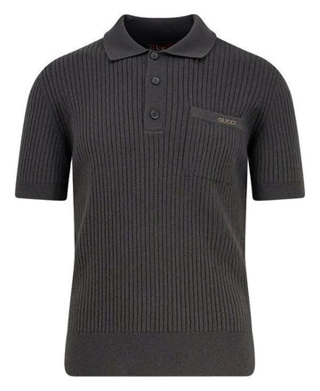 Gucci Wool Cashmere Rib Knit Polo Shirt 152203394 [P]