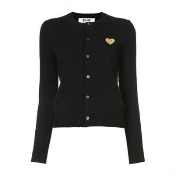 Comme Des Garcons Gold Heart Patch Wool Cardigan AZ N049 051 1 152203512 [P]
