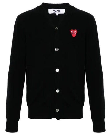 COMME DES GARCONS Doppelter roter Herz-Patch Cardigan AX N076 051 1 152203614 [P]
