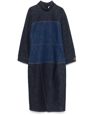 Fendi Blue Two Tones Denim Dress 152204538 [P]