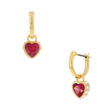 Swarovski Chroma Heart Red Hoop Drop Earrings 111093484 [P]