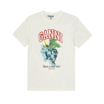 GANNI T4230 135 Grapefarbene Logo-Druck Damen T-Shirt 142962272 [P]