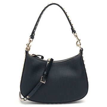 Valentino Grain Leather Small Rockstud Hobo Bag 3W2B0M37-TAG-0NO 63443284 [P]