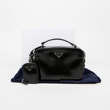 Prada Brushed Leather Shoulder Bag Black 158778115 [P]