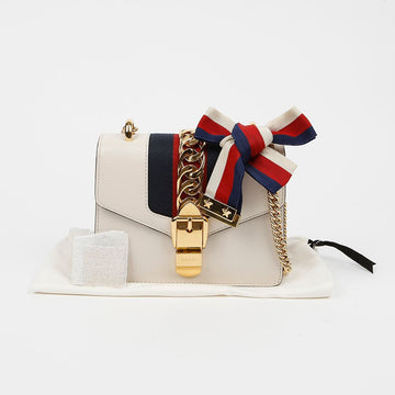 GUCCI Leder Mini Ketten Schultertasche Weiß 158796205 [P]