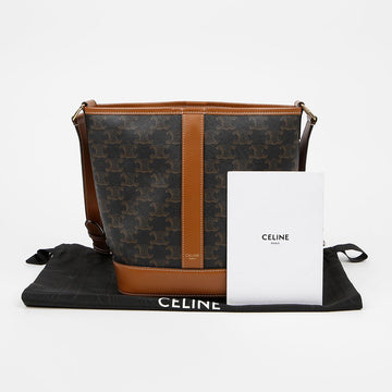 Celine Trompe Canvas Calfskin Small Bucket Bag 158877375 [P]
